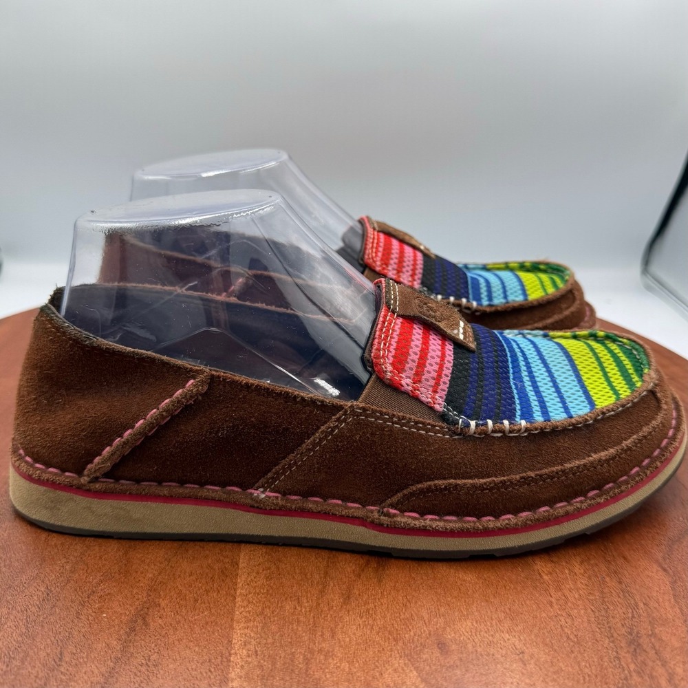 Ariat Womens Cruiser Slip On Shoes Size 7.5B Brown Suede Colorful Striped Loafer